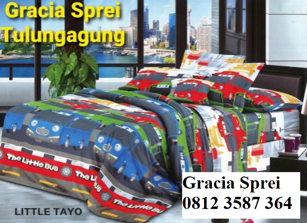 <p>Sprei Disperse Litte Tayo dengan bahan katun ha